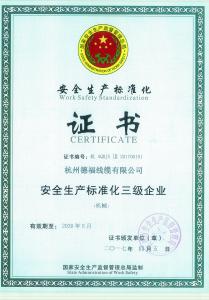 安全生产标准化证书